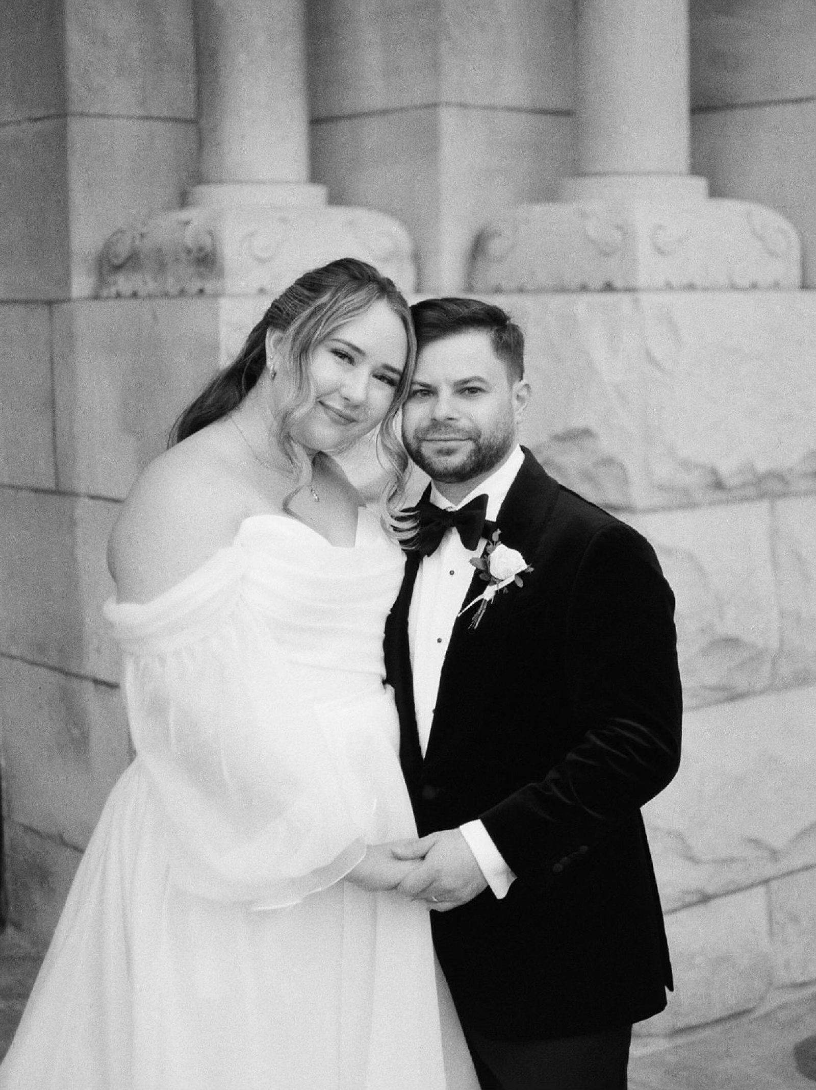 black-and-white-film-portrait-of-a-chicago-catholic-couple-on-their-wedding-day-at-saint-john-cantius-church