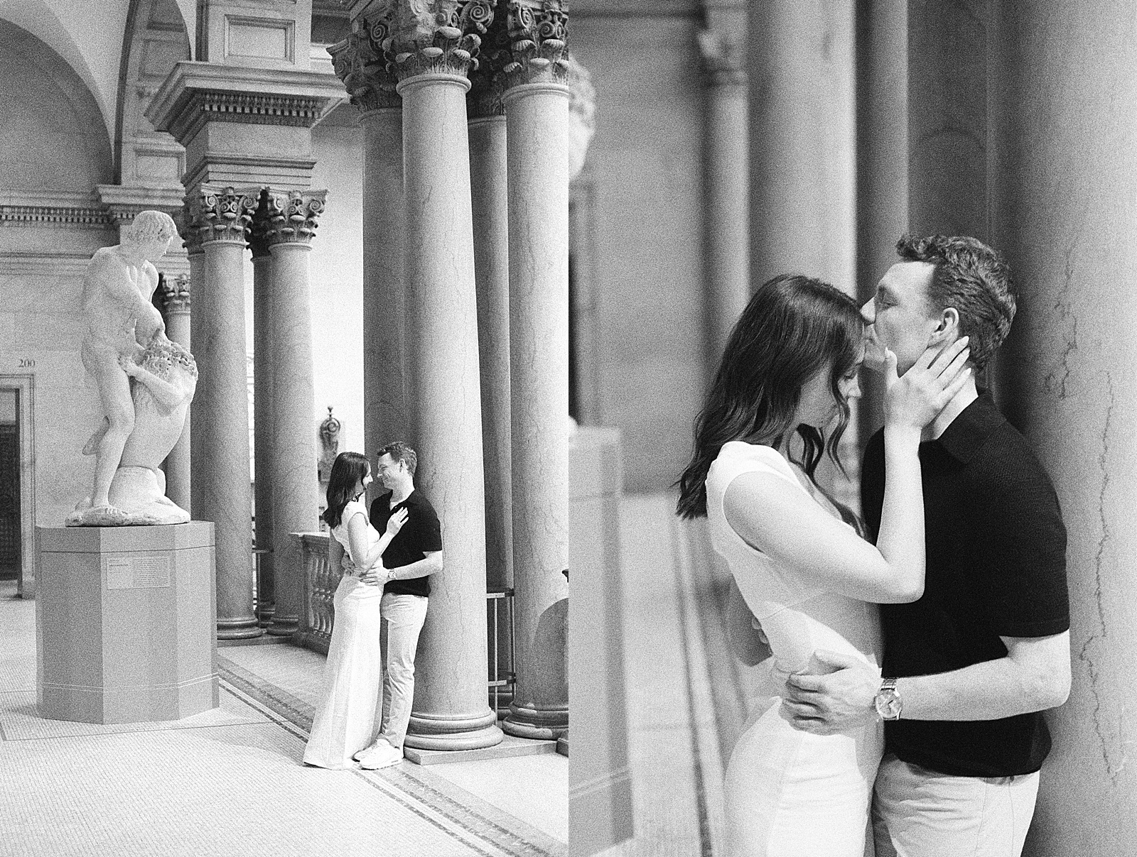 Engagement photos on Film at the Chicago Art Institute